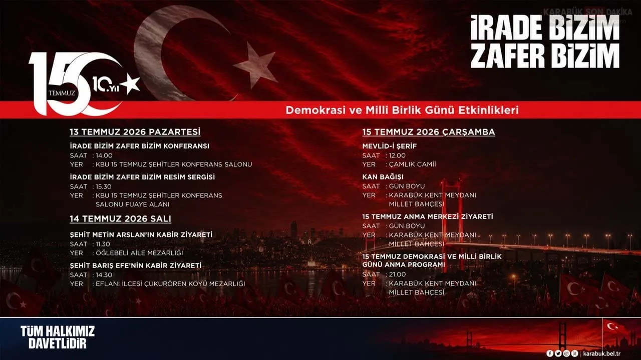 15 TEMMUZ’UN 10. YILINDA KARABÜK TEK YÜREK OLACAK